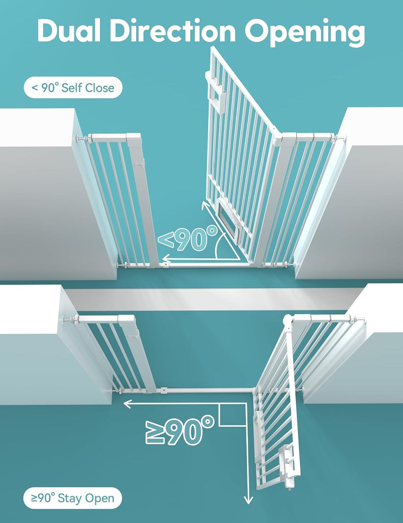 55" Extra Tall Pet Gate with Cat Door, 29"-43" Dog Gate Indoor
