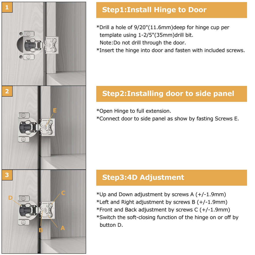 10 Pieces 1/4" Small Overlay Concealed Face Frame Hinges