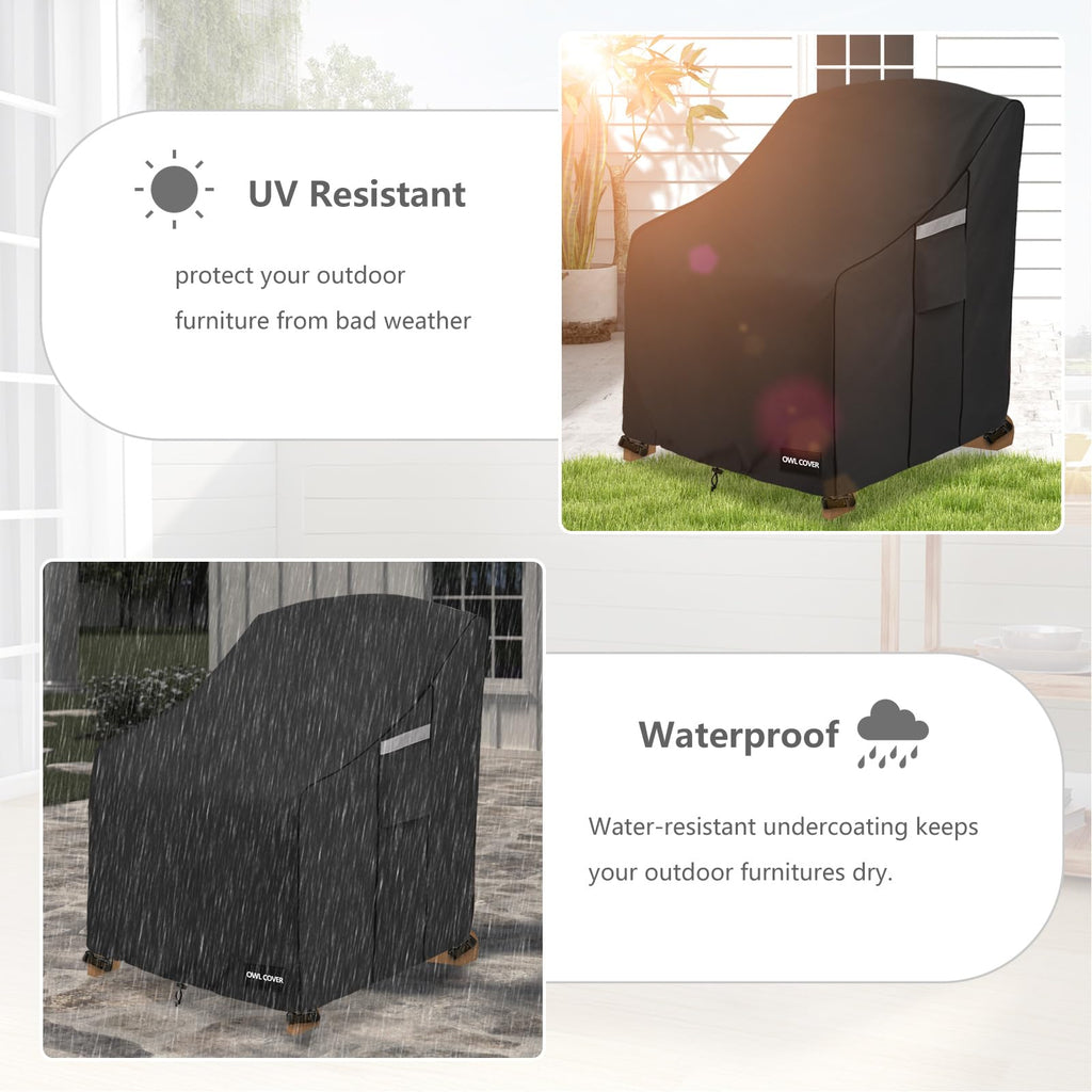 Outdoor Chair Covers 30"W x 34"D x 36"H, 600D Heavy Duty Waterproof Patio Chair Cover, Outdoor Furniture Covers for