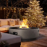 42 Inch Fire Pit Table, Outdoor Propane Fire Pit Table 2 in 1 65,000 BTU Round Gas Firepit, w/Lid, Glass Rocks, for Garden, Patio, Grey - Image 7