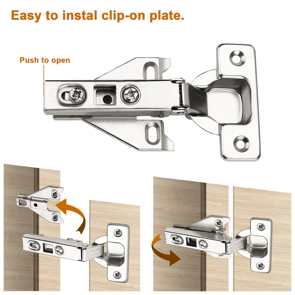 16 Pairs(32 Pack) Kitchen Cabinet Hinges for Face Frame Cabinet, Concealed Cabinet Hinges Brushed Satin Nickel with