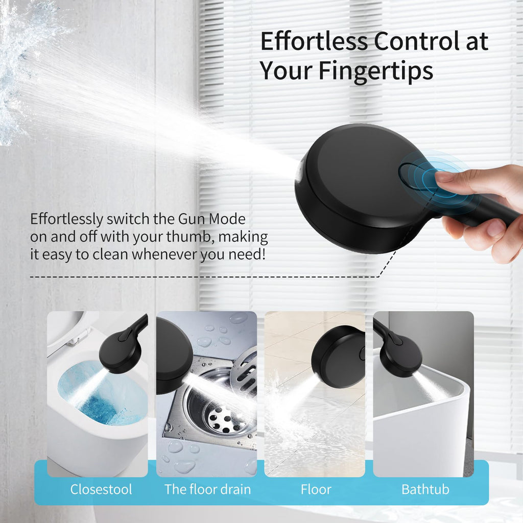 Filtered Shower Head with Handheld, 9 Spray Mode High Pressure Shower Head with 4 Filters, Hard Water Filter
