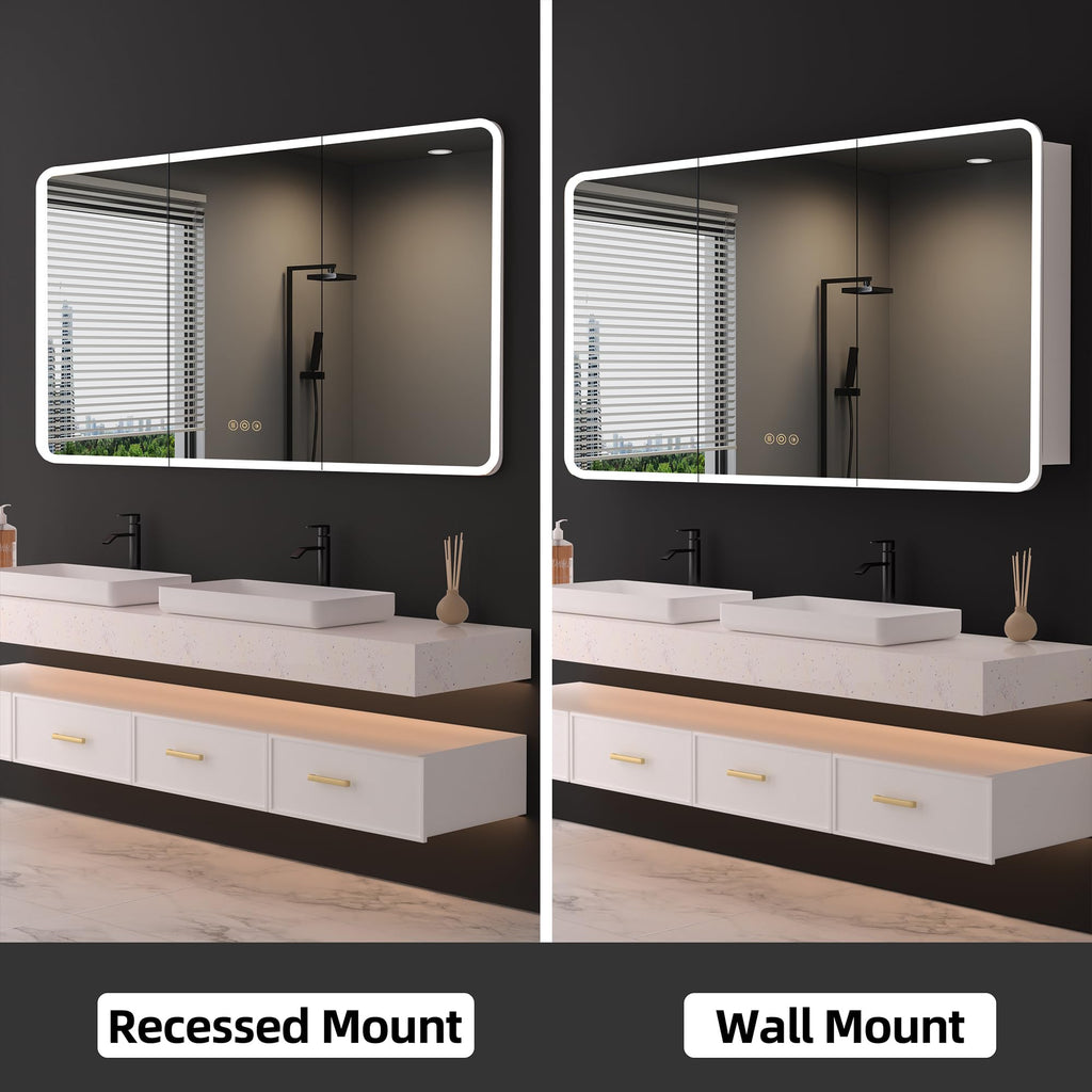 54 x 32 Inch Medicine Cabinet with Mirror and LED Light