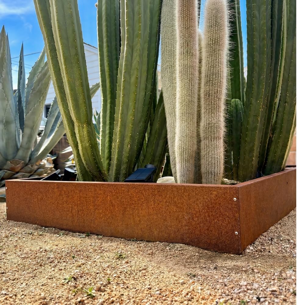 Corten Steel Outdoor Planter Box, Rustic & Modern Farmhouse Design, Large Metal Garden Bed for Commercial &