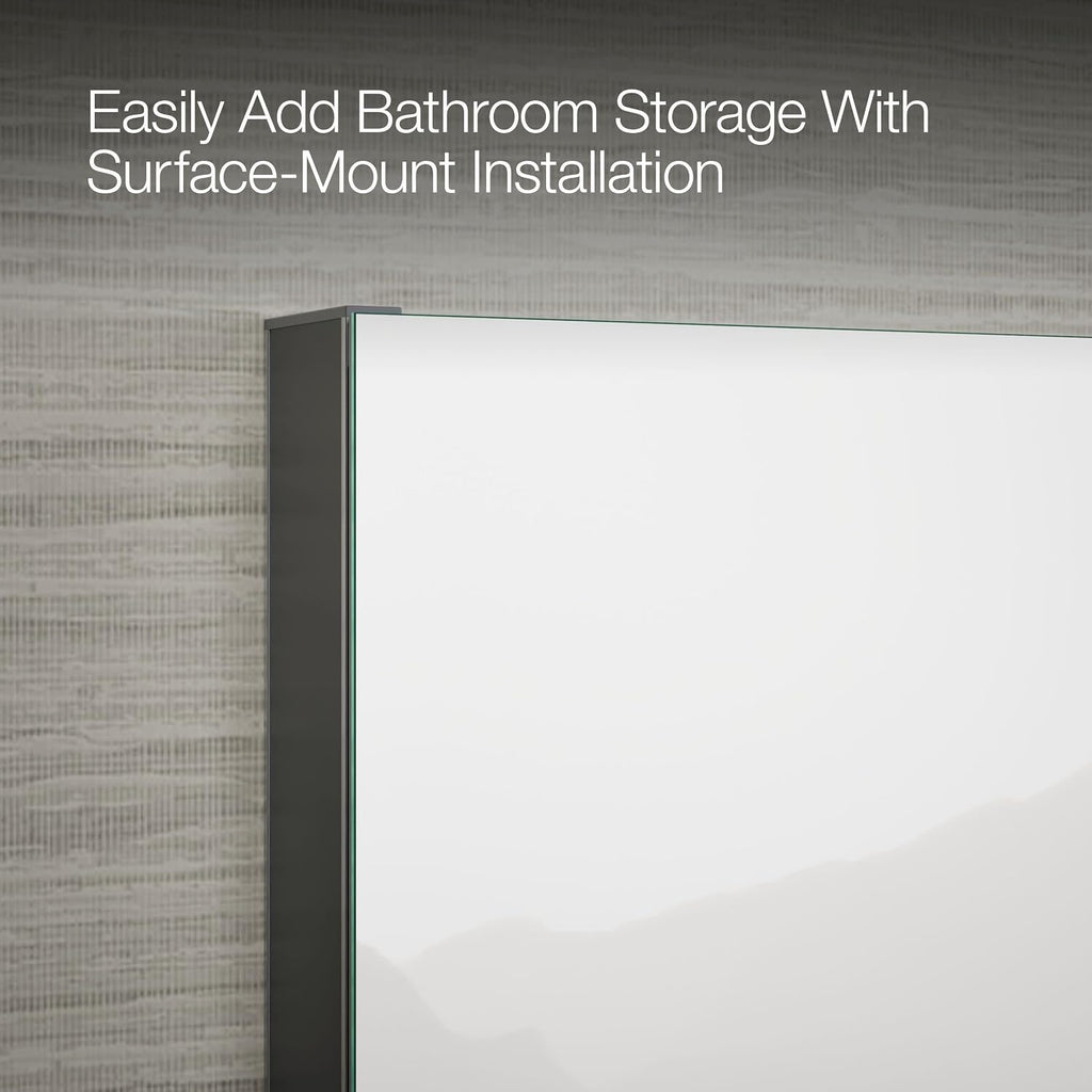 81145-DA1 Maxstow Frameless Surface Mount Bathroom Medicine Cabinet, 20 in. W x 24 in. H, Dark Anodized Aluminum
