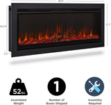 49" Wall-Mount or Recessed Electric Fireplace Insert