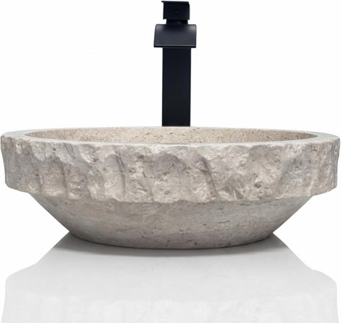 Shades of Nature Travertine Bathroom Sink - Modern Above Counter Bathroom Vessel Sink
