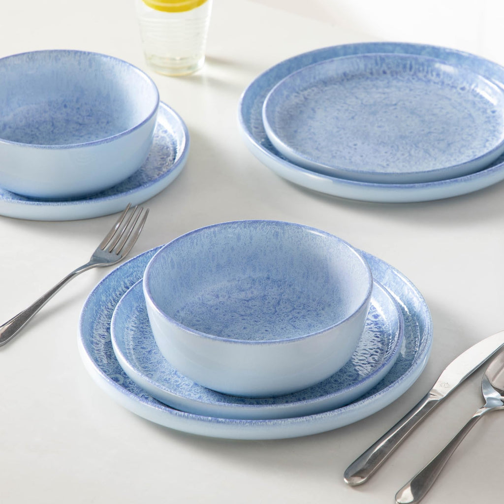 Reveal Ceramic Plates and Bowls Set for 8, 24-Piece Dinnerware Set