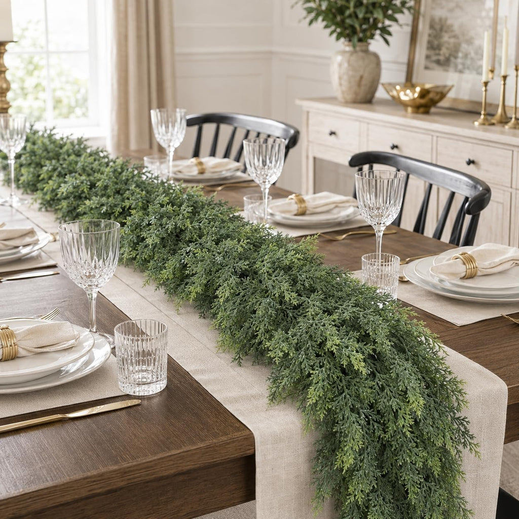 9FT Christmas Cedar Garland Deluxe Real Touch Greenery for Mantle Decor