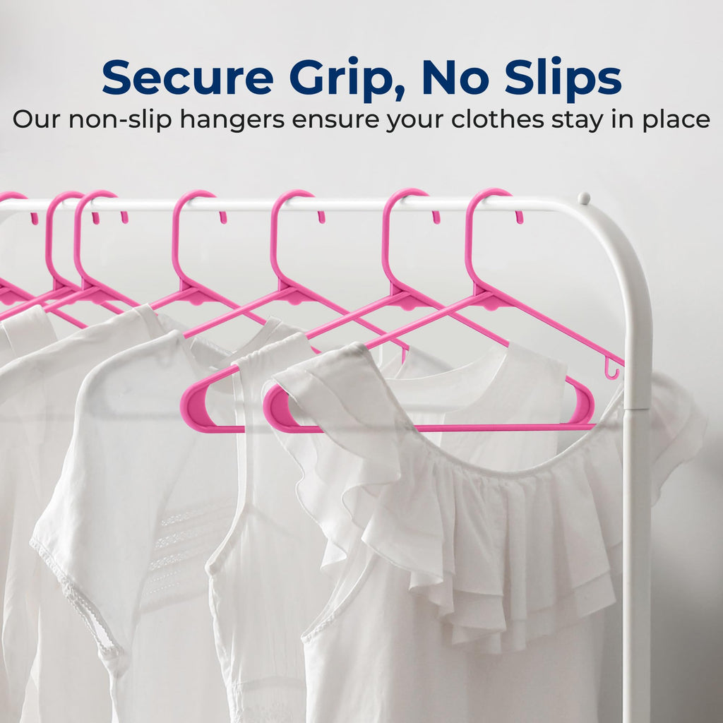 100 Pack Plastic Clothes Hangers | Keeps Shirts, Coats & Dresses Neatly Organized | Non-Slip Recycled ABS, Heavy Duty