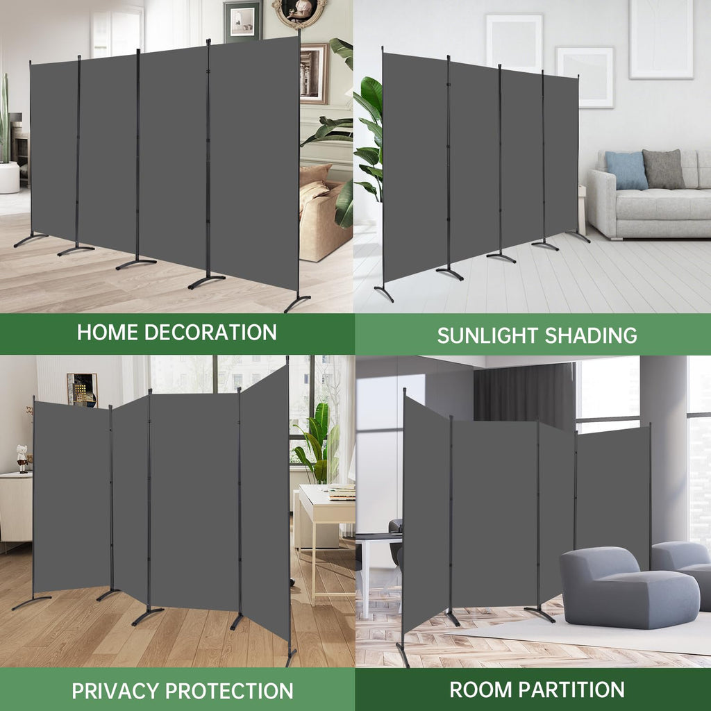 4 Panel Folding Room Divider, Sturdy Frame Freestanding Wall Divider