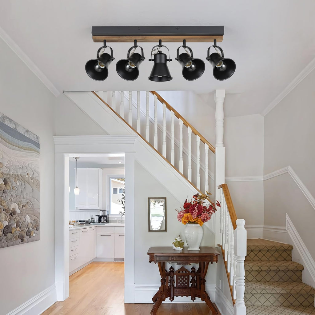Track Light Fixtures, Adjustable Ceiling/Wall Mount Spotlight, Industrial Black Kitchen Track Lighting