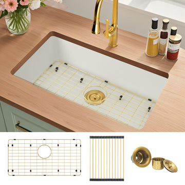 27''x18''White Undermount or Drop In Granite Composite Kitchen Sink