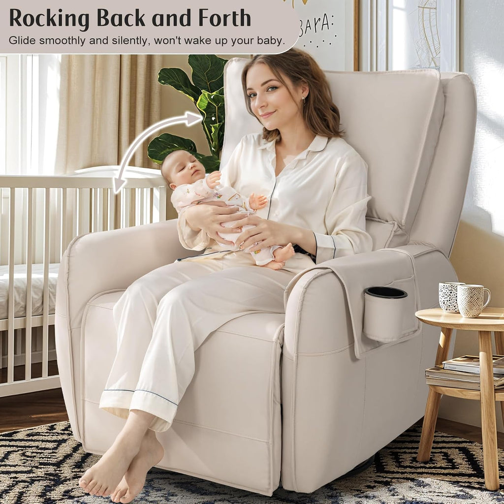 Power Recliner Gliders , Electric Swivel Rocker Recliner Chair, Comfy Upholstered Living Room Reclining Rocking