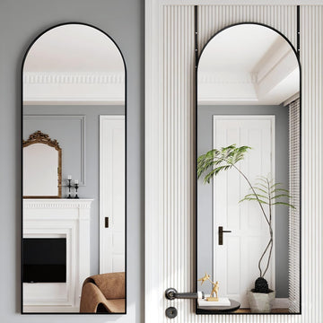 50"x 16" Door Mirror, Full Length Mirror Over The Door, Black
