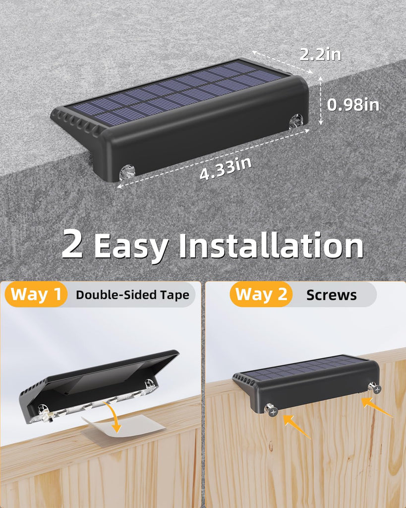 Solar Deck Lights 16 Pack, Bright Warm White Glow LED Large Size Lamp, IP65 Waterproof Step Lights Outdoor for Deck