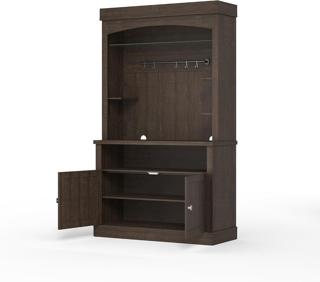 Coffee Bar Cabinet with LED Lights,72 '' Tall Buffet Cabinet with Storage,Farmhouse Kitchen Sideboard Tall Coffee