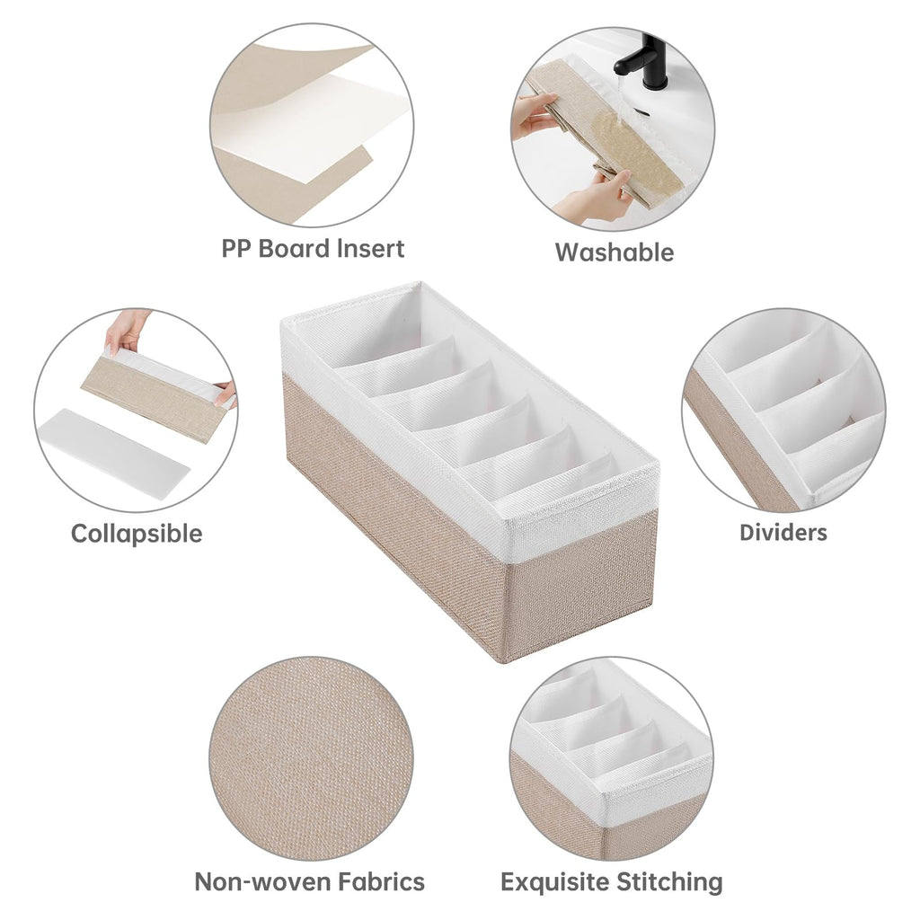 3 Packs Fabric Belt Organizer, 6 Grids Belt Organizer for Closet and Drawer, Foldable Dresser Drawer Organizers, Tie