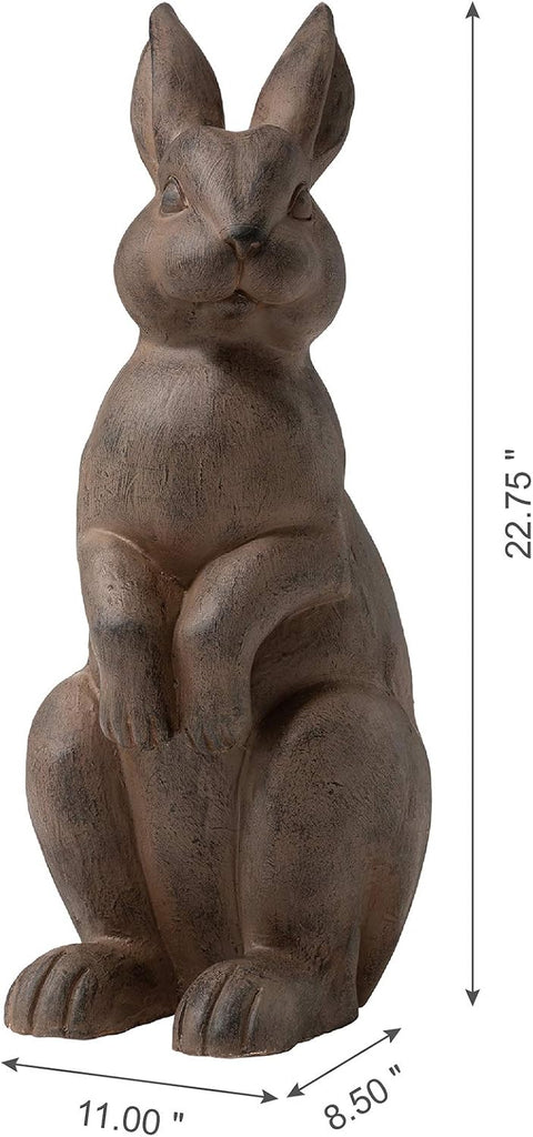 Rabbit Garden Statue Outdoor Standing Bunny Sculpture Lawn Decor, 22.75 Inch, Bronze