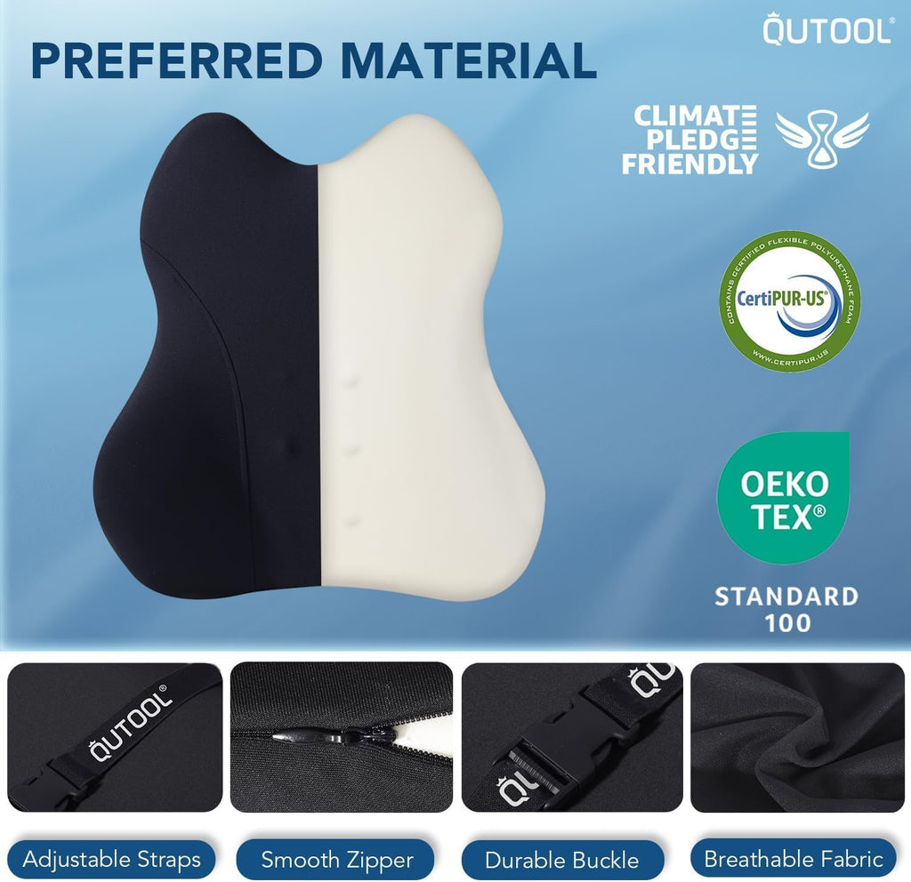 Patented Lumbar Support Pillow for Car, Truck Accessories Travel Essentials, Memory Foam Back Cushion for Driving
