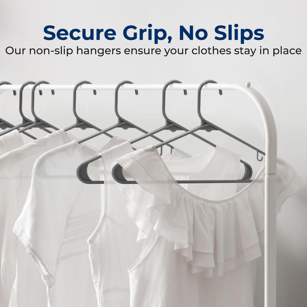 Plastic Hangers 50 Pack | Fits More Clothes in Your Closet | Slim 0.24 Inch Non-Slip Grip, Holds Up to 5.5 Lbs, for