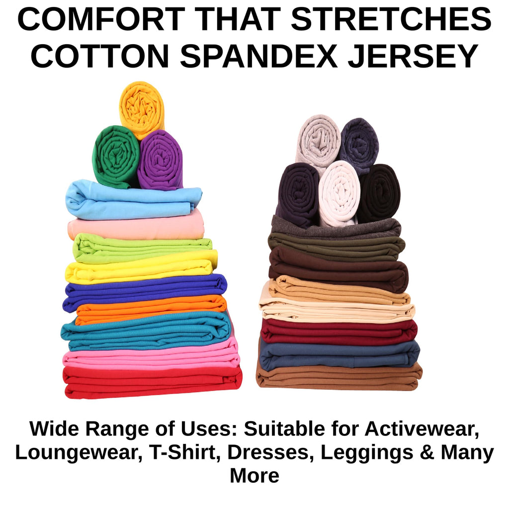 Cotton Spandex Jersey Knit Fabric by The Yard 12OZ - 58/60" Inches (150 CM) Wide - Ultra Soft Cotton Spandex Blend