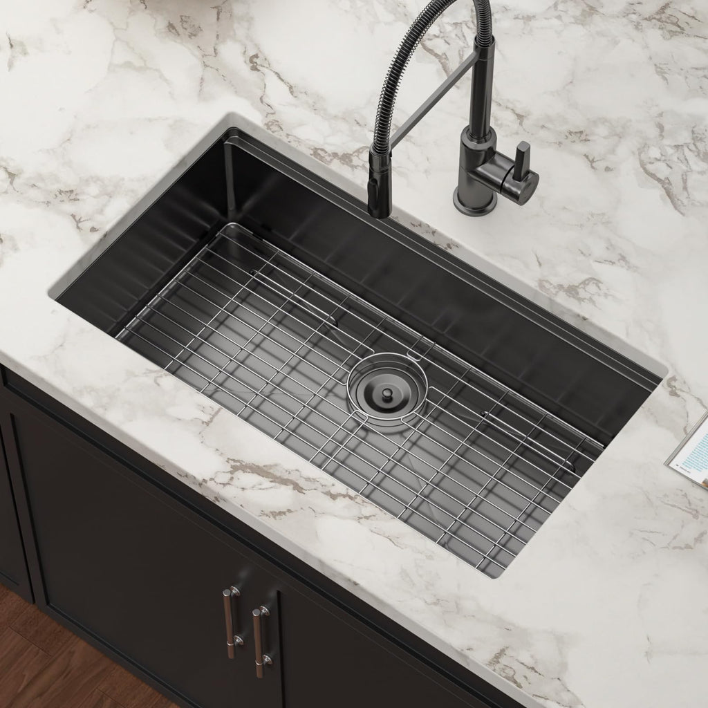 33 Inch Black Undermount Workstation Kitchen Sink with Accessories