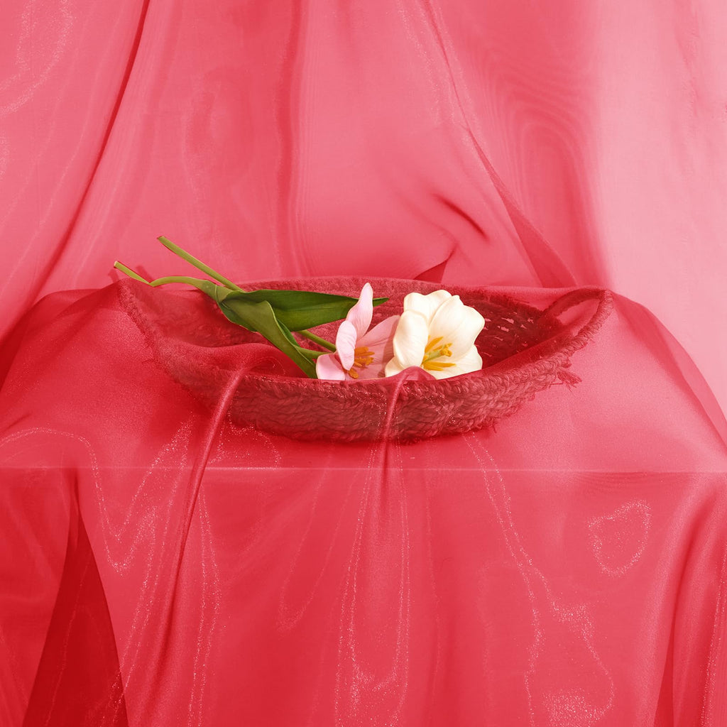 Red Sheer Organza Fabric by The Yard, 3Yards x 60In Wide