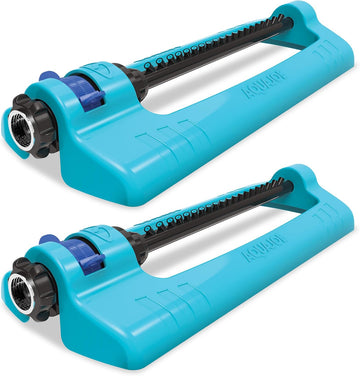 2 Pack Oscillating Lawn Sprinkler with Adjustable Spray, 20 Clog-Resistant Nozzles, Metal Base, 4400 Sq Ft Coverage &