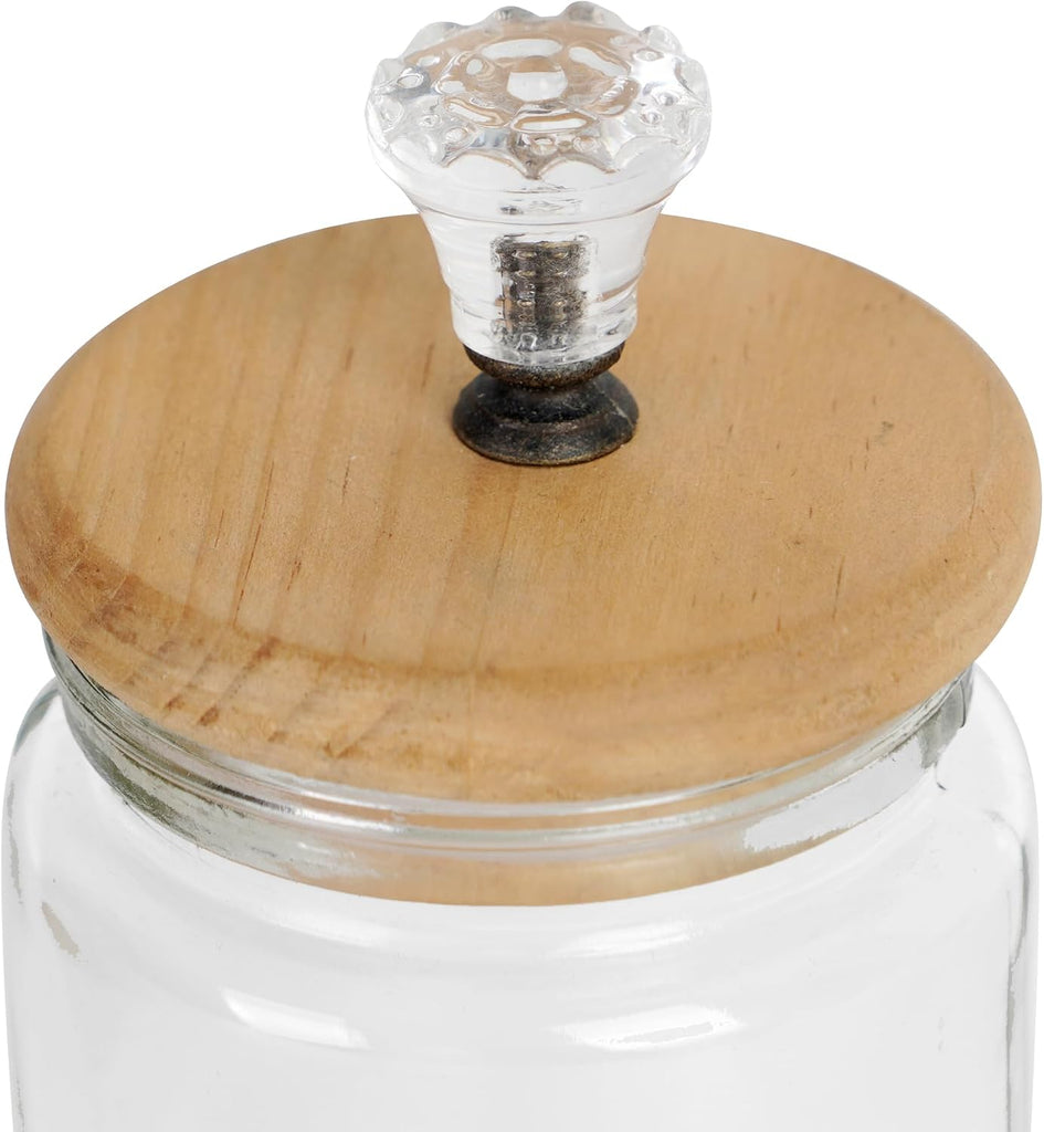 Farmhouse Glass Canister Set with Airtight Wood Lids, 3 Piece