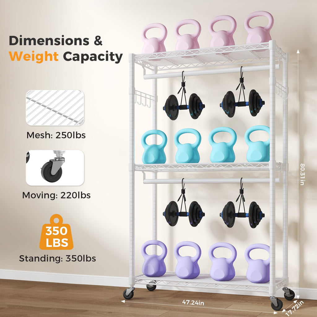 47'' Heavy Duty Garment Rack with Wheel, 3-Tier Clothing Rack