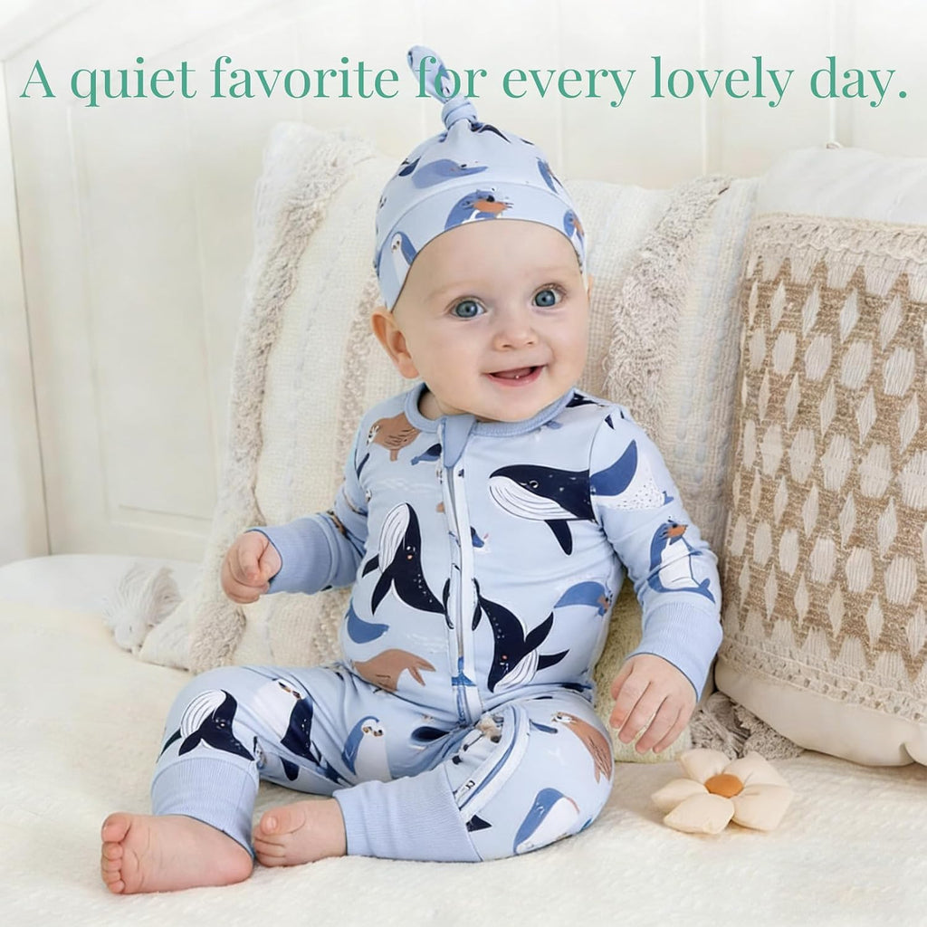 Bamboo Viscose Baby Footie Pajamas with hat