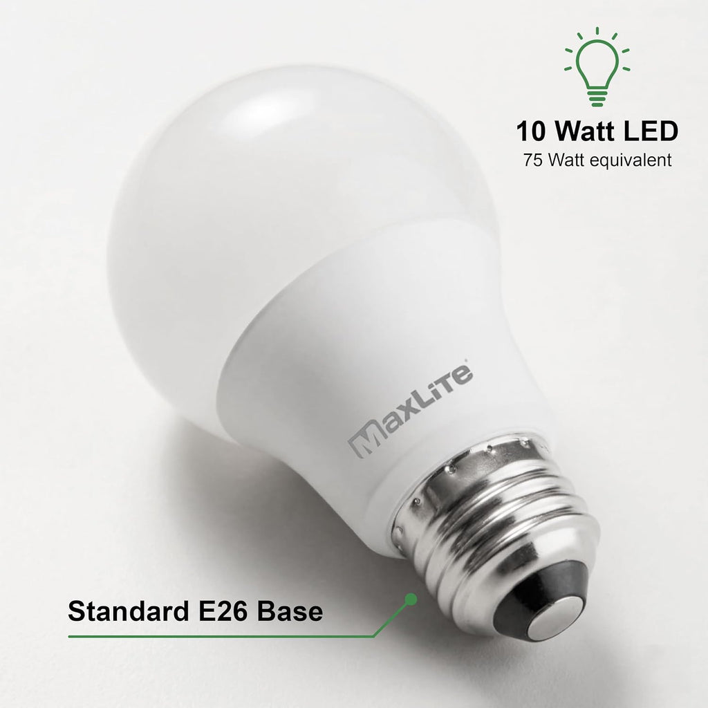 A19 LED Light Bulb, 10W, Soft White 2700K Dimmable Household Lighting Enclosed Rated (4 Pack)