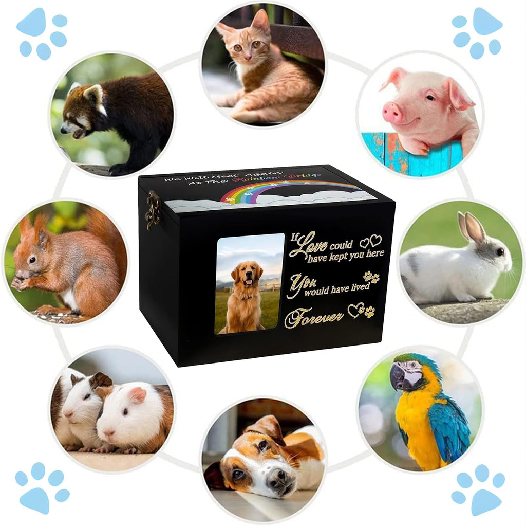 Solid Wood Large Dog Urn for Ashes, Pet Memorial Rainbow Bridge Urn