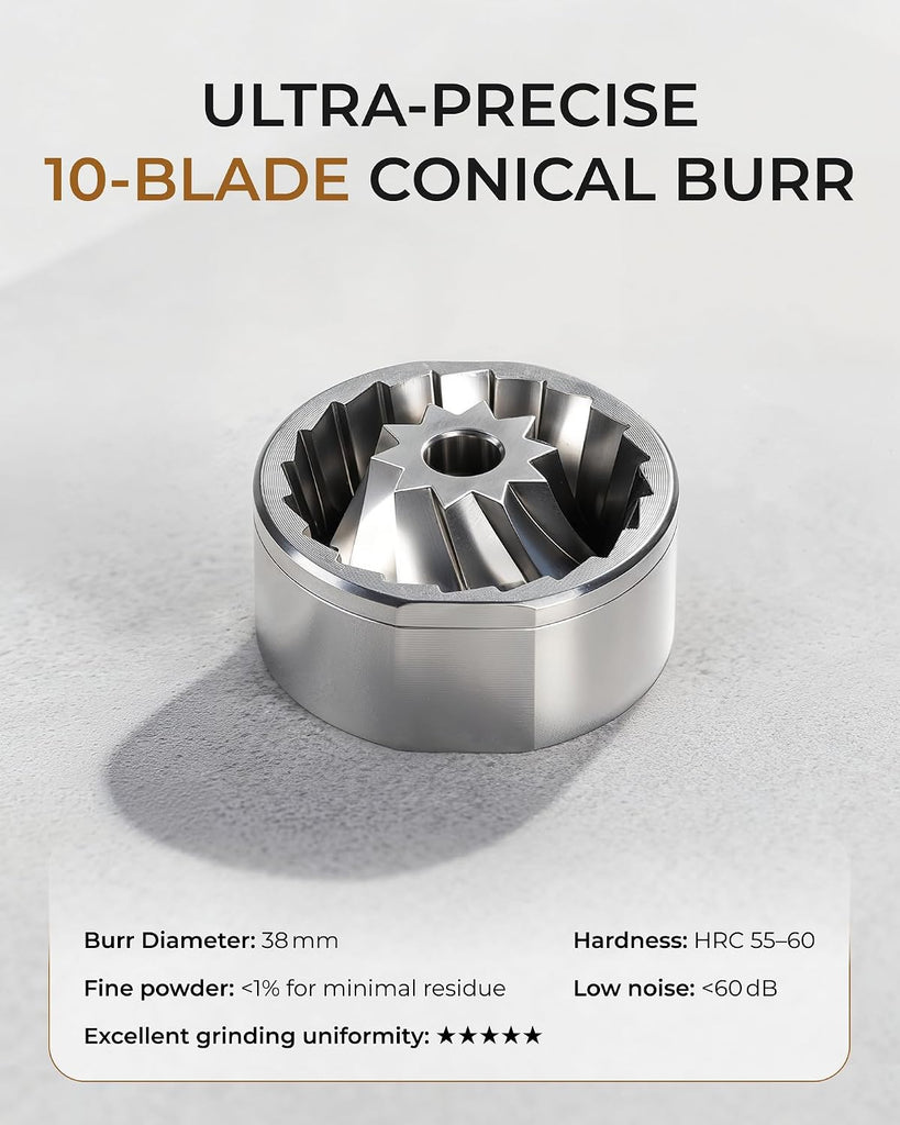 Portable Burr Coffee Grinder, 80 Precision Settings, Single-Dose | USB-C Rechargeable, Stainless Steel Conical Burrs