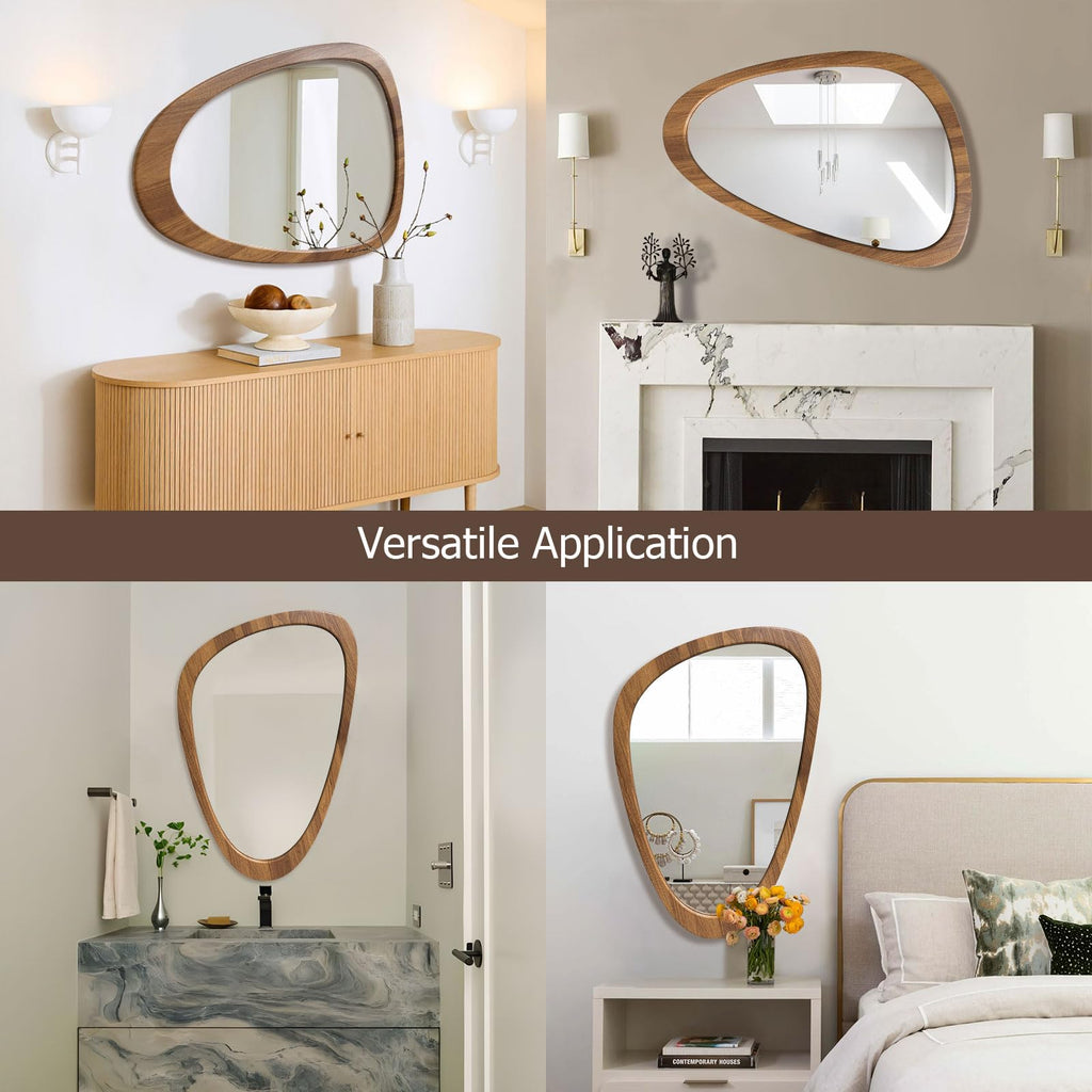 Asymmetrical Irregular Framed Mirror, Abstract Wall Mirror Mid Century Modern Decorative Decor Bedroom Bathroom