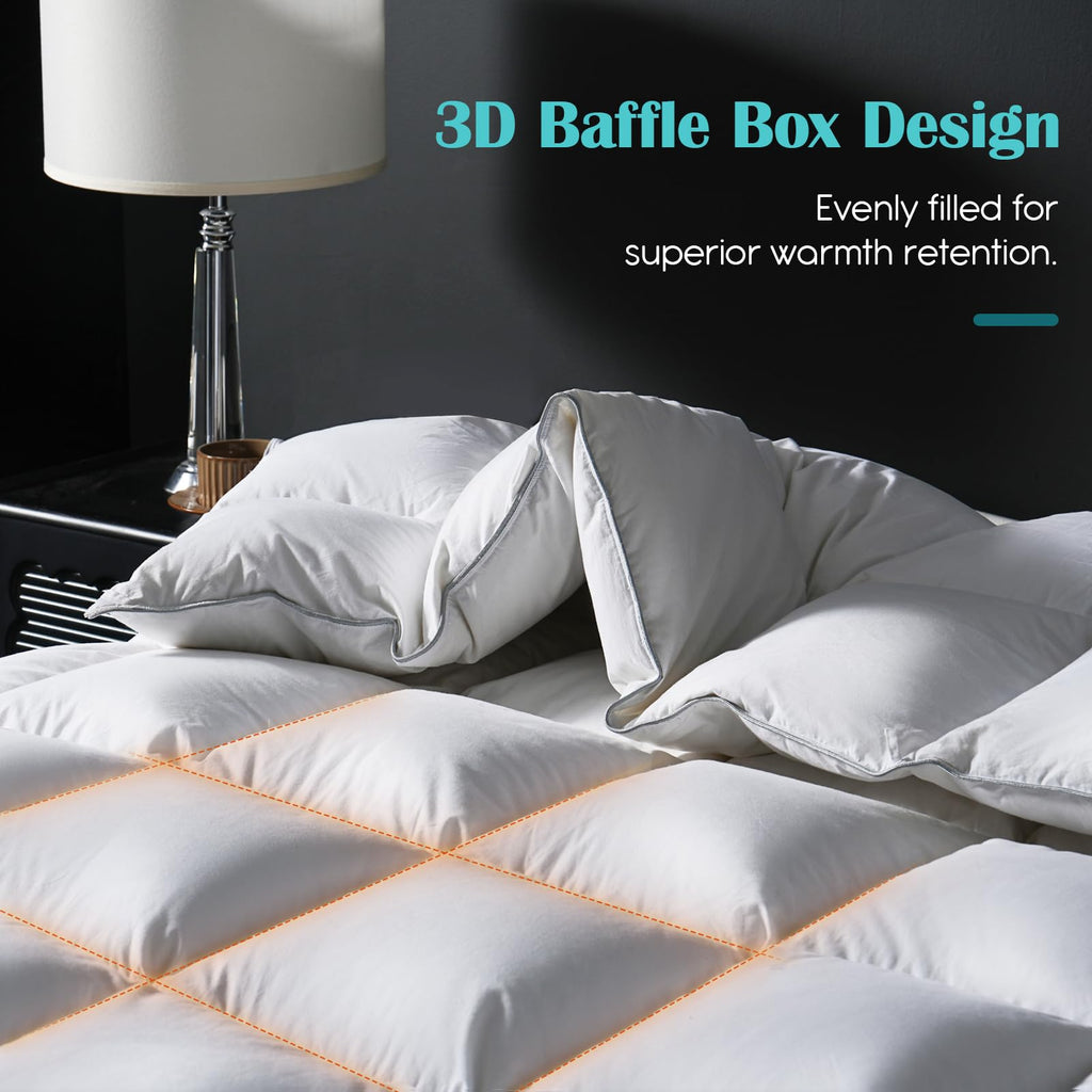 Goose Feather Down Fiber Comforter, 100% Cotton Cover