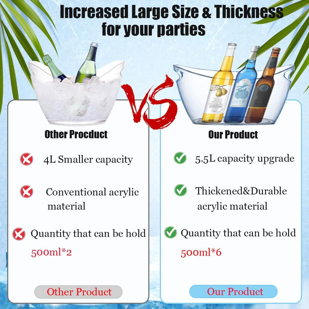 Ice Bucket,5.5L Acrylic Ice Buckets for Parties,Mimosa Bar Supplies - Set of 2