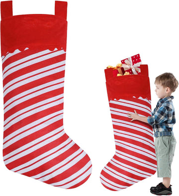 Jumbo Candy Cane Christmas Stockings 38 Inches Felt Xmas Stockings - Set of 2