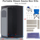 Sauna Box for Detoxification and Relaxation, Indoor Portable Sauna Tent with 3L Steamer and Folding Chair, 9 Levels