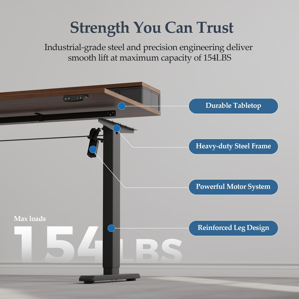 48 x23 Inch Electric Standing Desk with Drawers, Adjustable Height Small Sit Stand Desk, Compact Computer
