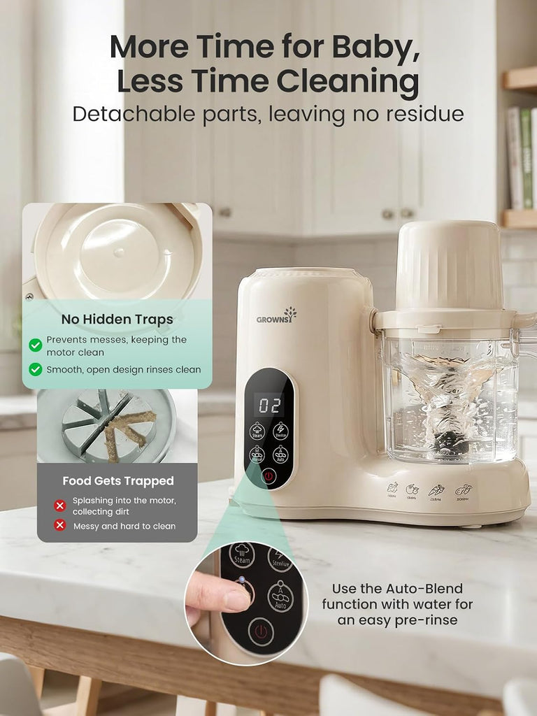 Baby Food Maker & Processor with Dual-Layer Steam Basket,Cream