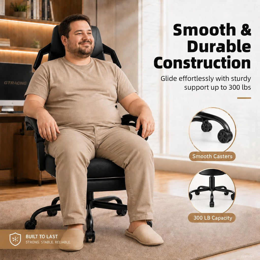 Gaming Chair, Computer Chair with Mesh Back, Ergonomic Gaming Chair with Footrest, Reclining Gamer Chair with