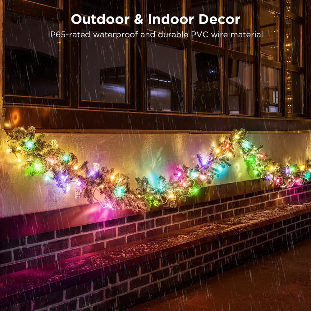 100ft Color Changing Christmas String Lights, 300 LED Twinkle Fairy Lights String Waterproof, 200+ Scene Modes, Smart