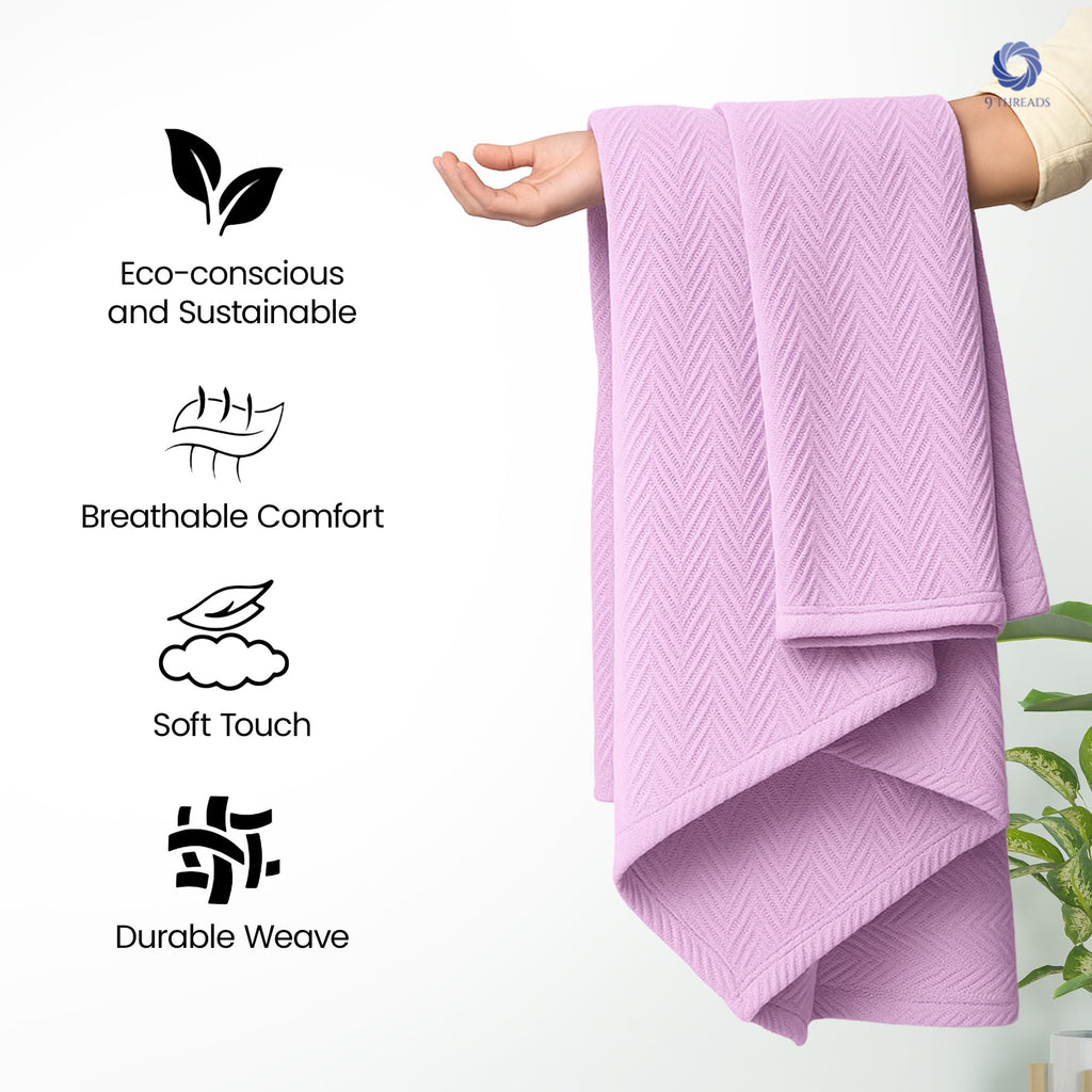 100% Long Staple Cotton Herringbone Multipurpose Blanket | Soft & Breathable, Lightweight All-Season Throw for