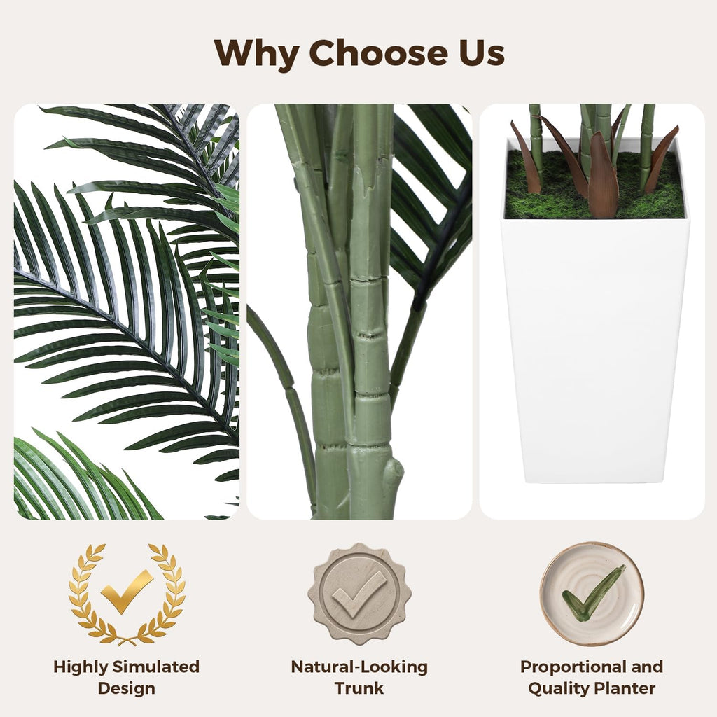 Artificial Palm Tree 5ft Tall Realistic Faux Palm Plant with Nursery Pot Living Room Decor Easy Setup Low Maintenance