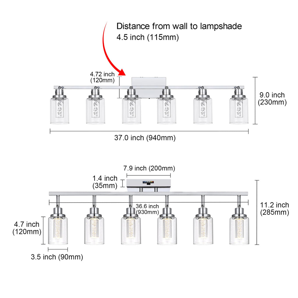 Dimmbale LED Track Lighting Kit 6-Light Rotatable Spotlight