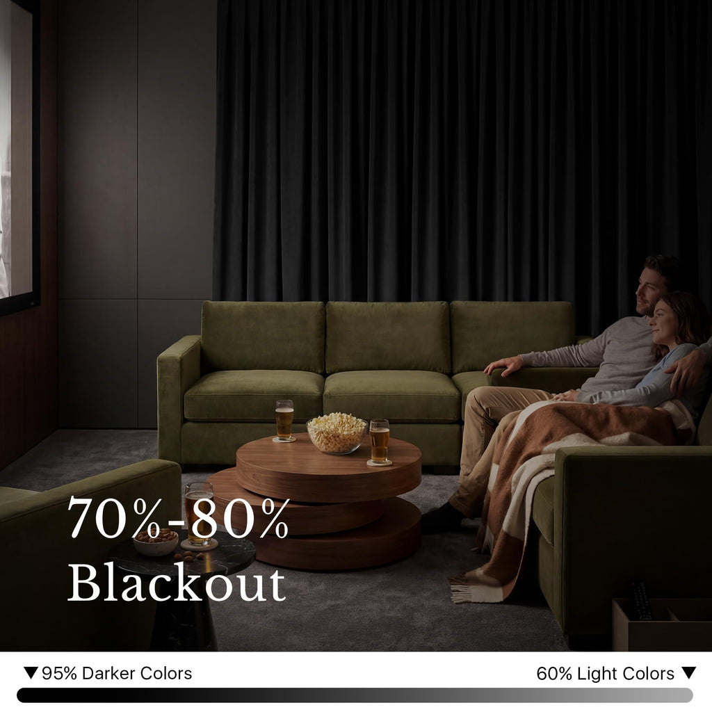 Extra Wide Black Velvet Curtain Panel, W100 x L84