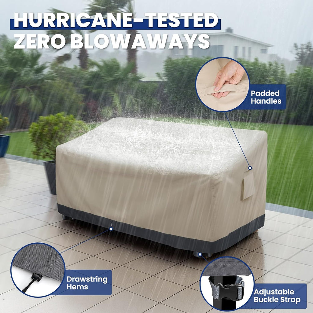 Extra Heavy Duty Outdoor Couch Cover Waterproof, Large 3-Seater Patio Sofa Cover, Lawn Patio Furniture Covers with