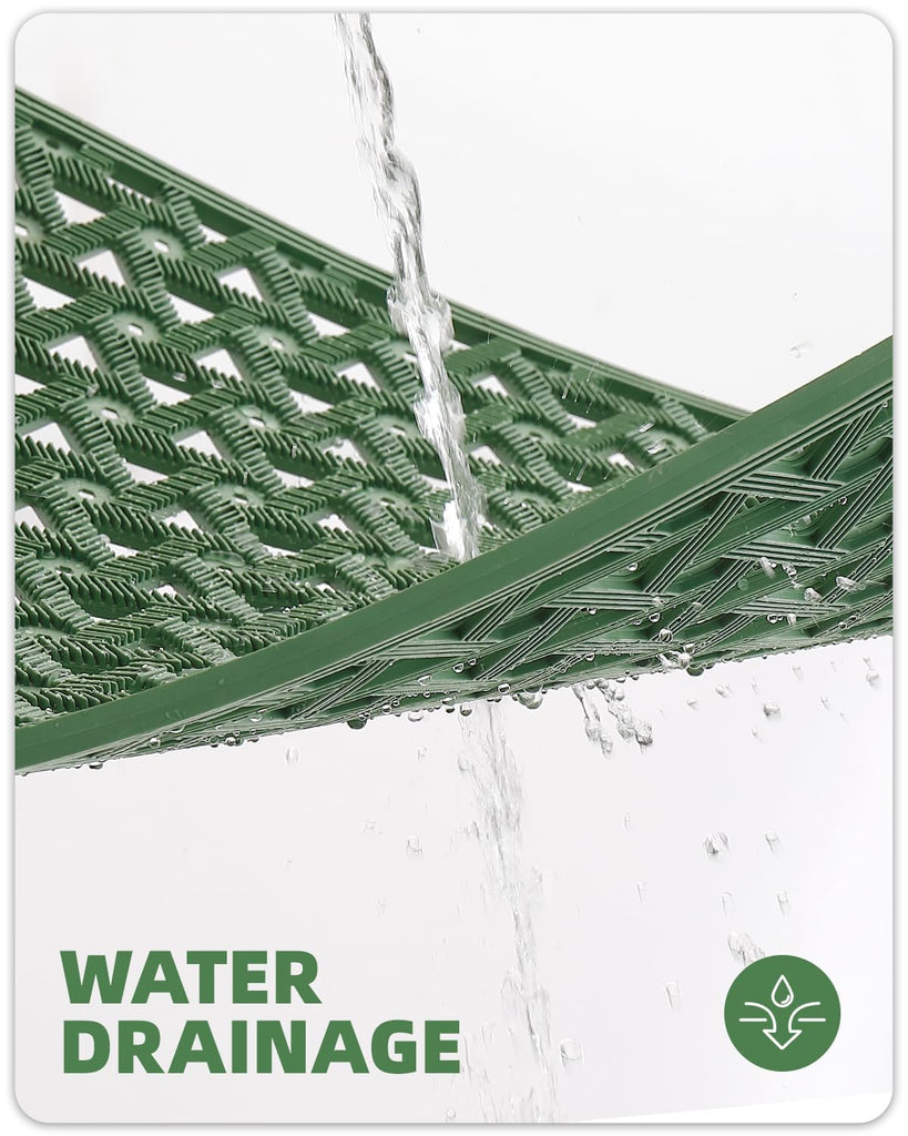 Door Mat Outside Entrance with Drainage, 32"X48" Green